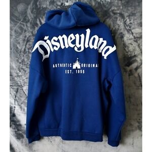 Vintage Disneyland Embroidered Hoodie Adult Large Blue Fleece Y2K